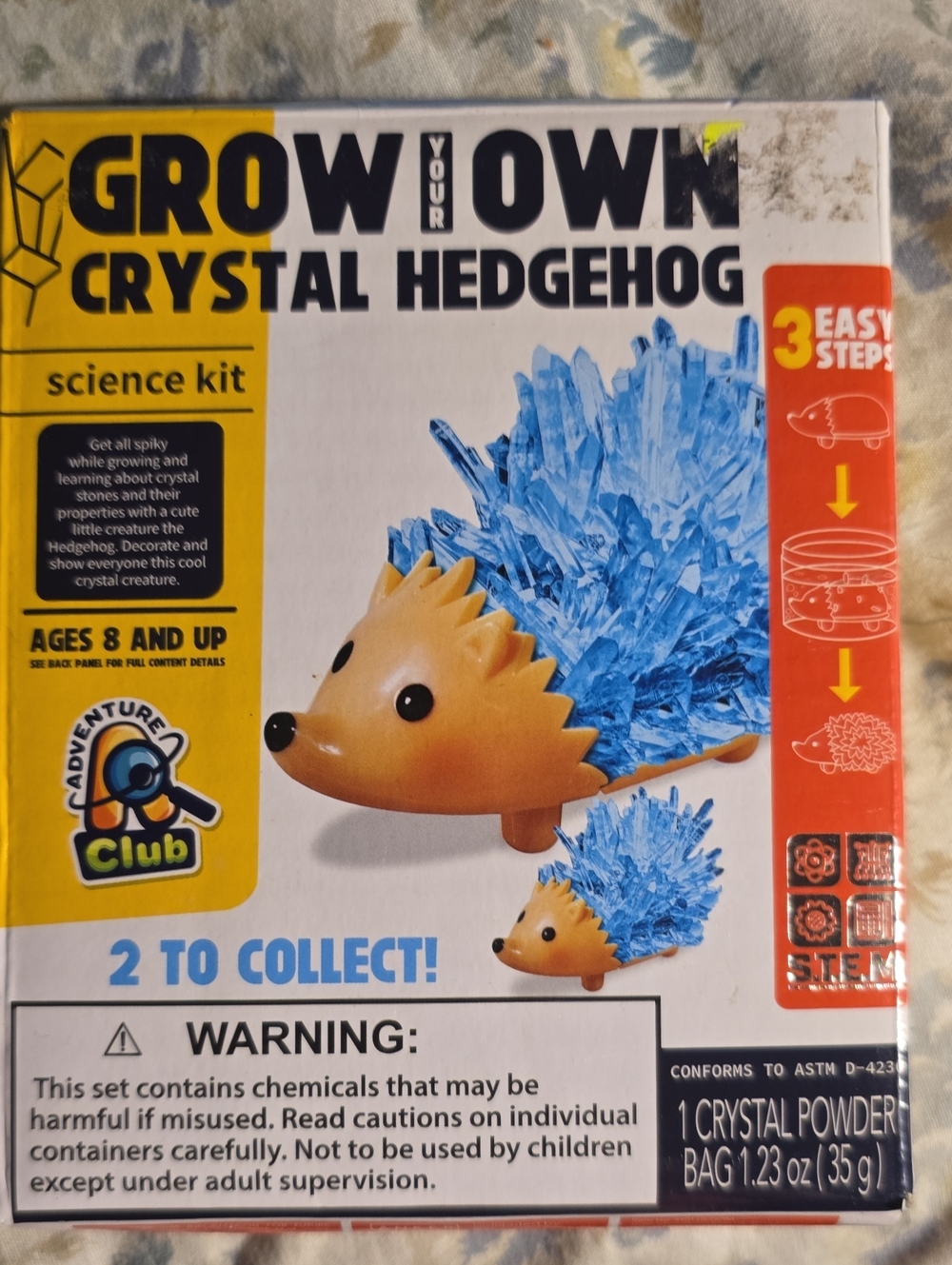 Grow Your Own Crystal Hedgehog Science Kit - Blue -